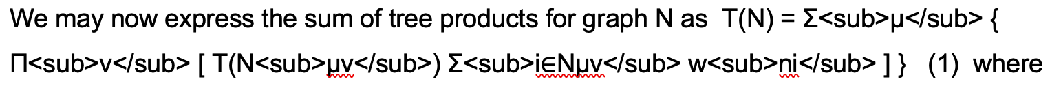 The same equation in the Word output with the intermediate representation untranslated — literal <sub> tags visible around each subscript.